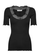 Rwbeatha 2/4 Lace T-Shirt Black Rosemunde