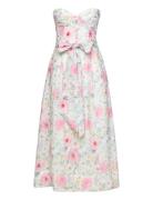Floral Printed Tie Midi Dress Pink Bardot