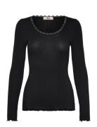 Rmwjohanne Wool Blend Ls U-Neck T-S Black RM By Rosemunde