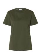 Slfmyessential Ss O-Neck Tee Noos Brown Selected