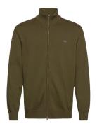 Casual Cotton Zip Cardigan Khaki GANT