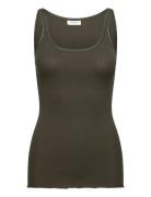 Silk Top W/ Elastic Band Khaki Rosemunde