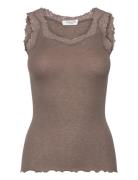 Rwburlington Wool Sl Lace Top Brown Rosemunde