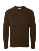Slhrai Ls Knit Crew Neck Noos Brown Selected