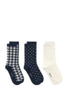 Dot And Gingham Check Socks 3-Pack Navy GANT