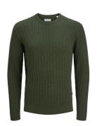 Jjeemil Knit Cable Crew Neck Noos Green Jack & J S
