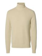 Slhdane Ls Knit Structure Roll Neck Noos Cream Selected