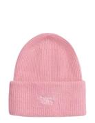 Soft Rib Knit Beanie Hat Pink Superdry
