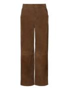 Felise High Rise Wide Leather Pants Brown Malina