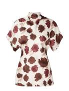 Otilia Draped Half Polo Top Red Malina