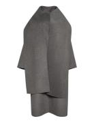 Dbl Face Wool Scarf Coat - Melan Grey Calvin Klein