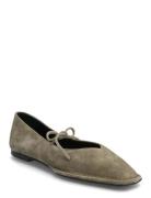 Sway Suede Leather Ballet Flats Khaki ALOHAS