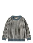 Jacquard Pullover Flores Blue Wheat