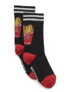 French Fries Socks Black Melton