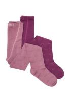 2-Pack Stockings W. Pattern Pink Minymo
