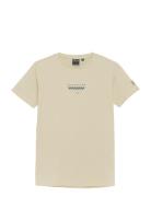 T-Shirt Chest Print Cream Indian Blue Jeans