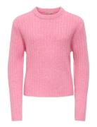 Kogjeanett Life Ls Rib O-Neck Cp Knt Pink Kids Only