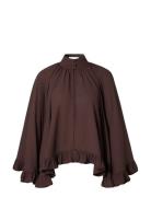 Esti Chiffon Cape Blouse Brown Malina