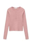 Ribbed Sweater With Buttons Pink Mango