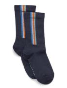 Vertical Stripes Socks Navy Melton