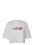 Athletics Premium Chest Logo Cropped T-Shirt Grey New Balance