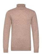 Man Chunky Roll Neck Sweater Beige Davida Cashmere