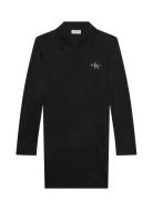 Ls Monologo Rib Polo Mini Dress Black Calvin Klein Jeans
