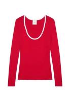 Ls Color Blocked Cotton Sweater Red Calvin Klein Jeans