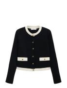 Contrasting Cotton Cardigan Black Mango