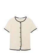 Cotton T-Shirt With Contrasting Trim White Mango