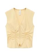 Gathered Cotton Blouse Yellow Mango