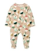 Velour Play Suit Printed For Baby -Bci Beige Boboli