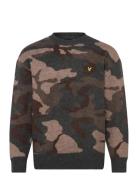 Brushed Camouflage Crew Neck Jumper Khaki Lyle & Scott