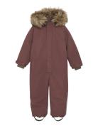 Snowsuit W. Fake Fur Purple En Fant
