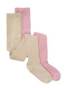 2-Pack Stockings W. Pattern Pink Minymo