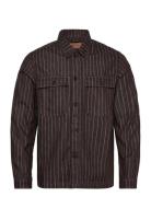 Mmgmatteo Brown Stripe Overshirt Black Mos Mosh Gallery