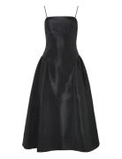 Calista Exaggerated Hip Midi Dress Black Malina