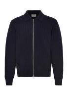 Ribbed Wool Zip Cardigan Navy Filippa K