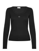 Ls Woven Label 2X2 Rib Scoop Nec Black Calvin Klein Jeans