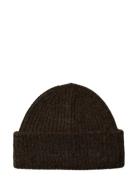 Slflulu Wool Blend Knit Beanie Noos Brown Selected