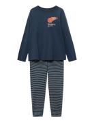 Striped Long Pyjamas Navy Mango