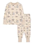 Bamboo Two Piece Pyjamas Green Tractor Cream Geggamoja