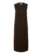 Slflelou Sl Knit Cardigan Dress Brown Selected