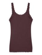 Rwbabette Sl Deep Back Lace Top Brown Rosemunde