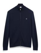 Casual Cotton Zip Cardigan Navy GANT