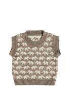 Vest, Ao Elephants, Merino Wool, Brown Beige Smallstuff
