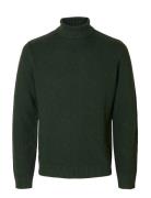 Slhtrevor Ls Knit Structure Roll Neck Green Selected