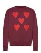 Hearts Browned Farnet Bear Sweatshirt Burgundy THE ANIMALS OBSERVATORY