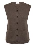 V-Neck Cardigan Vest Brown Davida Cashmere