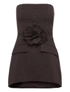 Pinstripe Belted Long Top Brown ROTATE Birger Christensen